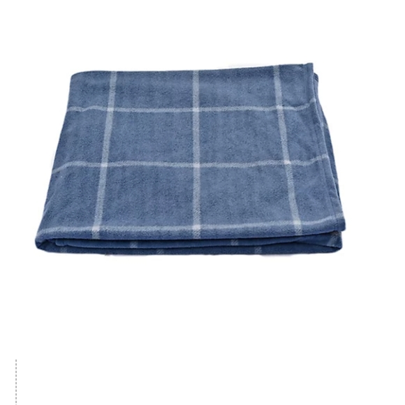 NAVY BLUE 3 PIECE WINDOWPANE PLAID THROW BLANKET AND THROW PILLOW BUNDLE - Picture 5 of 7